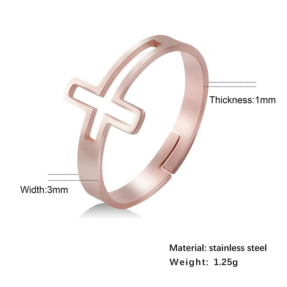 Intricate Adjustable Christian Cross Ring